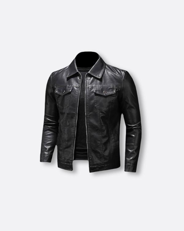 Mens Original Leather Jacket Spring Autumn New Men Diamond Design Stand Collar Zipper Male Casual Fashion of SH Bangladesh