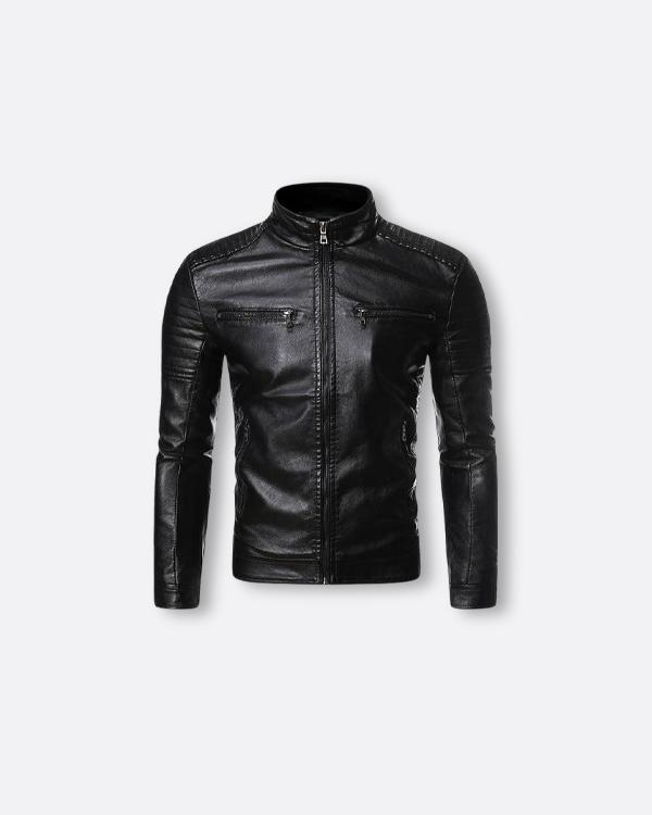 Mens Original Leather Jacket Spring Autumn New Men Diamond Design Stand Collar Zipper Male Casual Fashion of SH Bangladesh