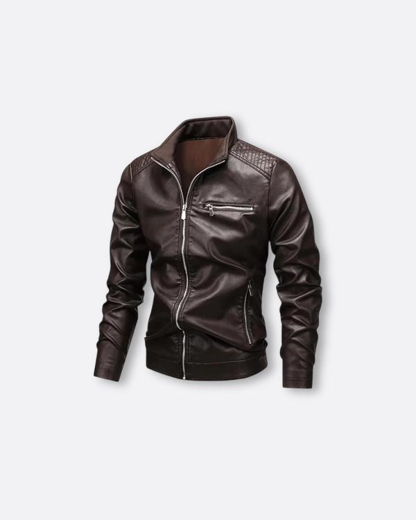 Mens Original Leather Jacket Spring Autumn New Men Diamond Design Stand Collar Zipper Male Casual Fashion of SH Bangladesh